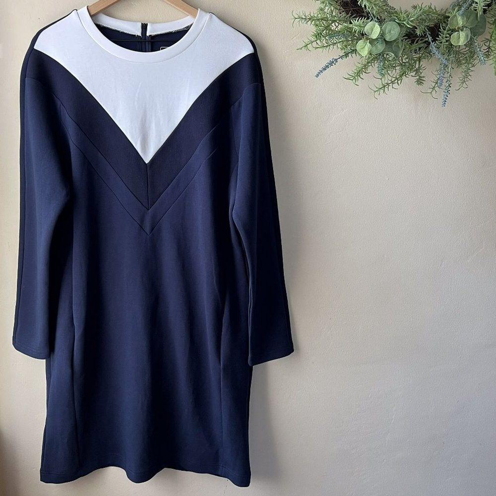Athletic Sport Blue White Color Block Dress